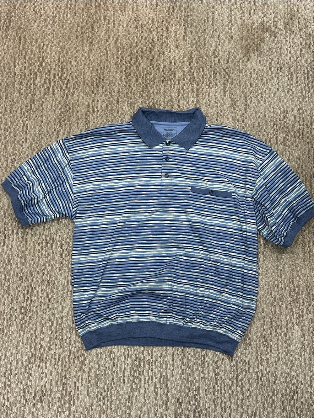 Safe Harbor Light Blue Striped Polo Shirt (400)